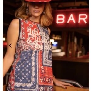 Double D Ranch Red and Blue Bandana Print Top